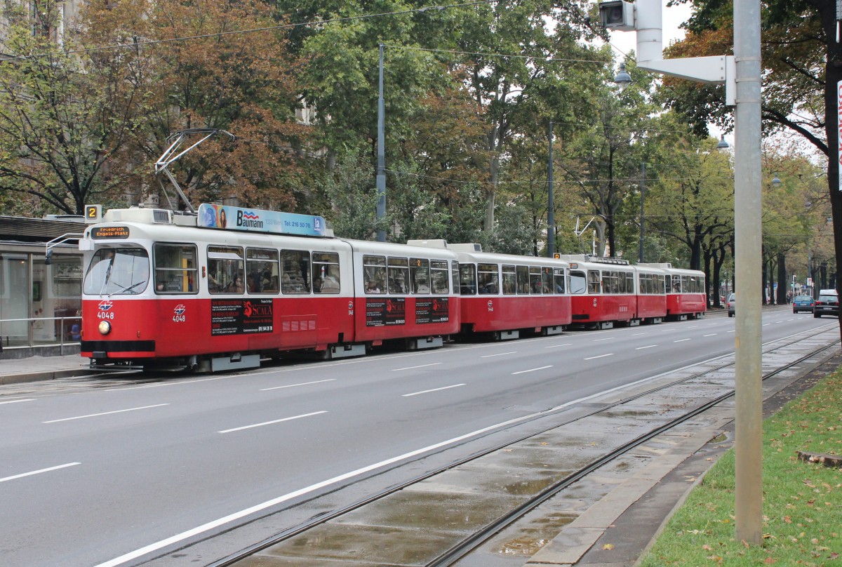 Wien Wiener Linien SL 2 (E2 4048 + c5 1448) Burgring am 14. Oktober 2015. 