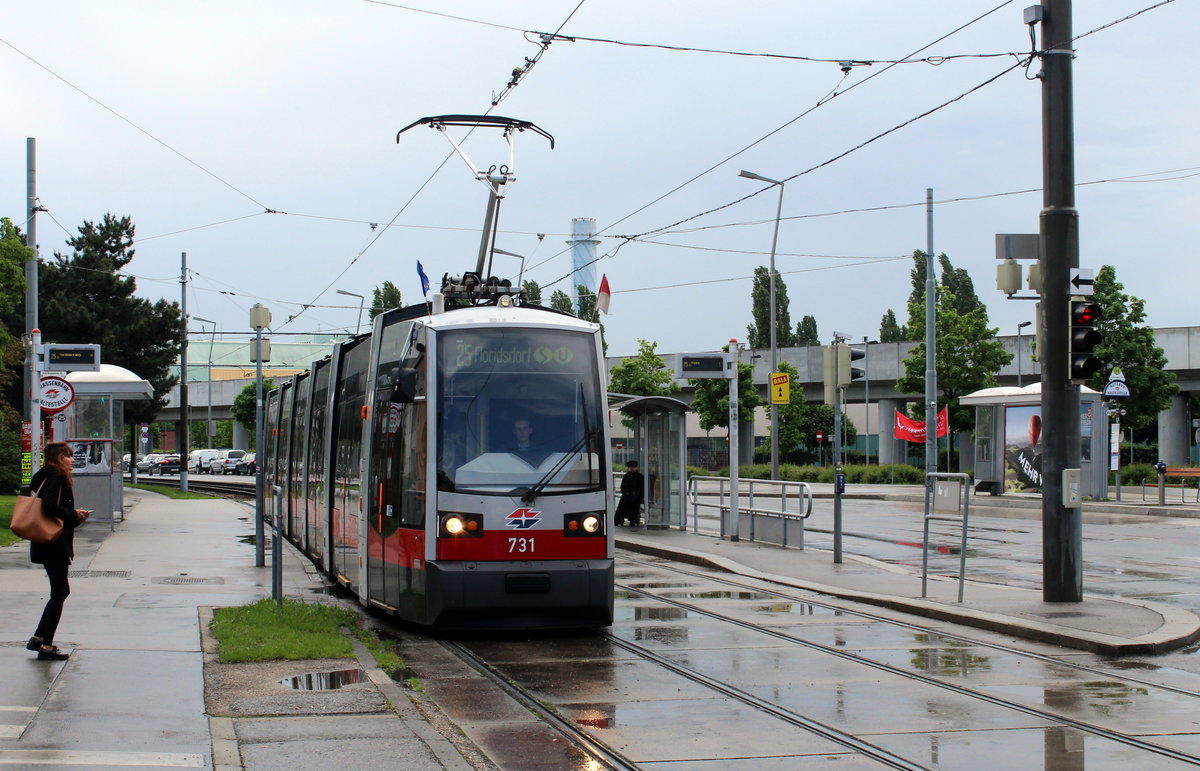 Wien Wiener Linien SL 25 (B1 731) XXII, Donaustadt, Langobardenstraße / Hardeggasse am 13. Mai 2017.