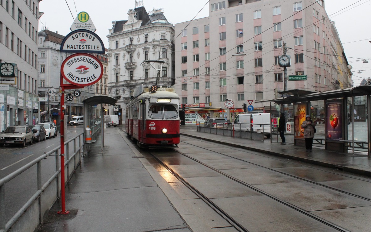 Wien Wiener Linien SL 33 (E1 4808) Alserbachstraße / Nussdorfer Straße am 17. Februar 2016.