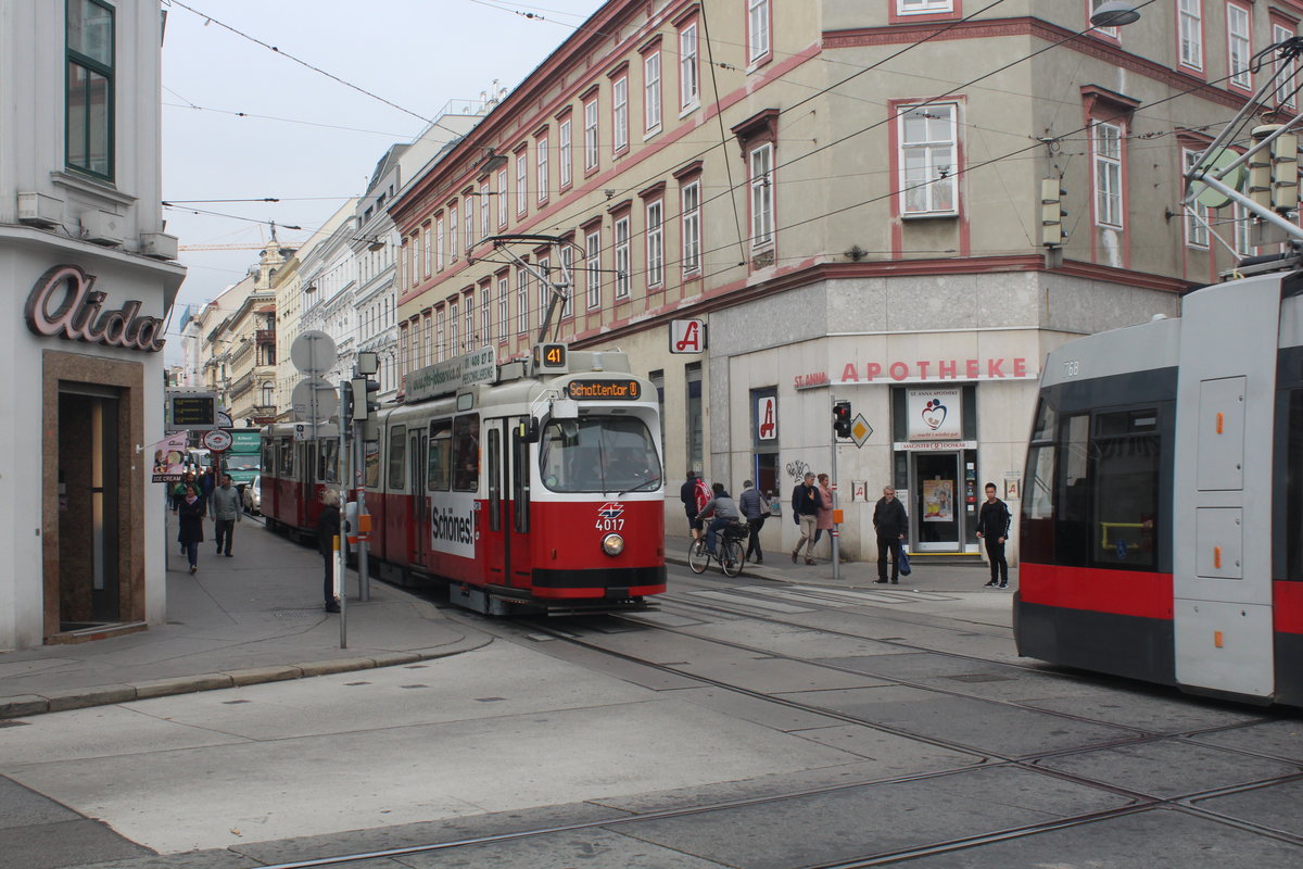 Wien Wiener Linien SL 41 (E2 4017) IX, Alsergrund, Währinger Straße / Spitalgasse / Nußdorfer Straße am 19. Oktober 2017.