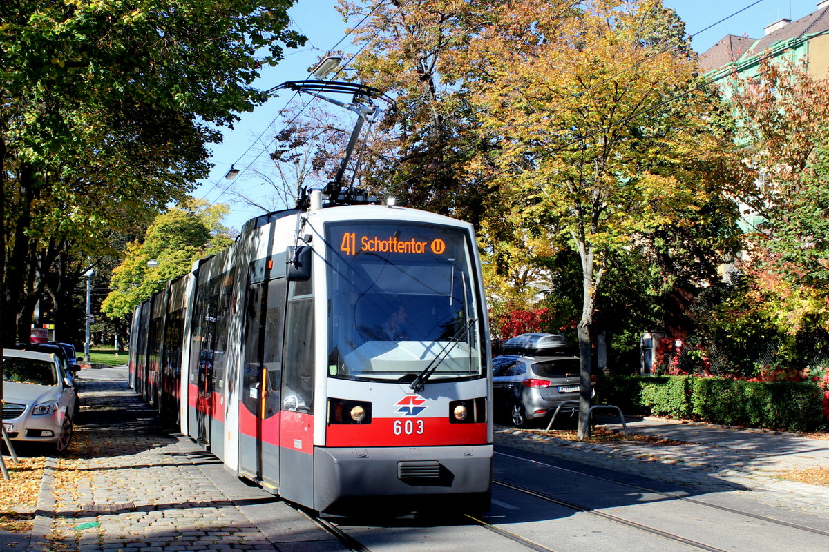 Wien-Wiener Linien SL 41 (B 603) XVIII, Währing, Pötzleinsdorf, Pötzleinsdorfer Straße am 15. Oktober 2017.