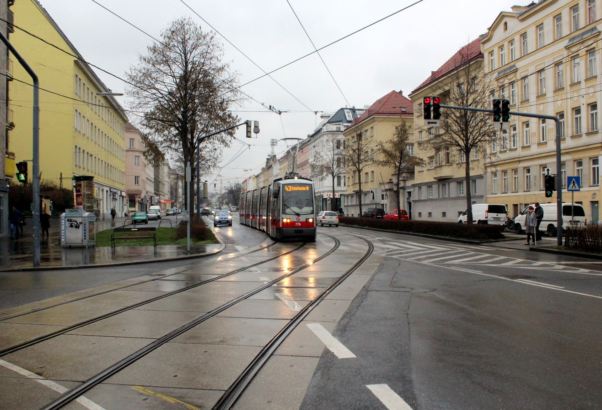 Wien Wiener Linien SL 43 (B1 776) XVII, Hernals, Hernalser Hauptstraße / Julius-Meinl-Gasse am 17. Februar 2016.