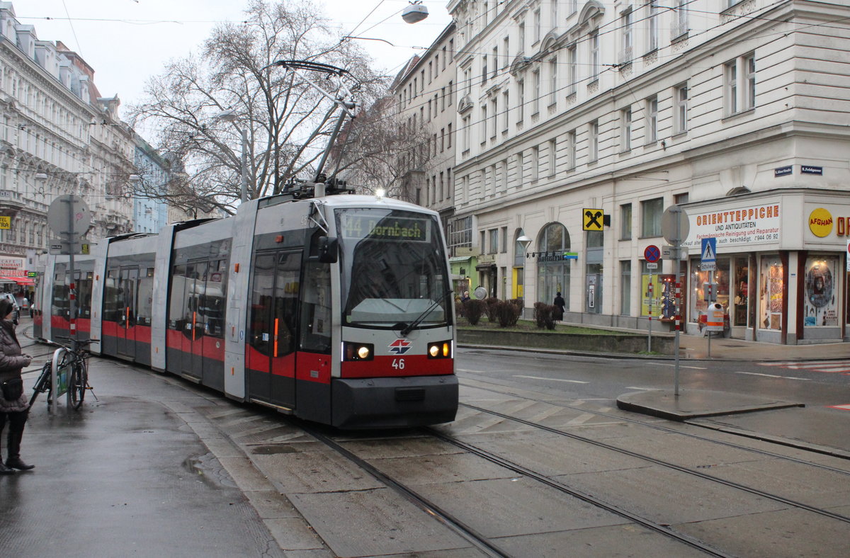 Wien Wiener Linien SL 44 (A 46) Alser Straße am 17. Februar 2016.