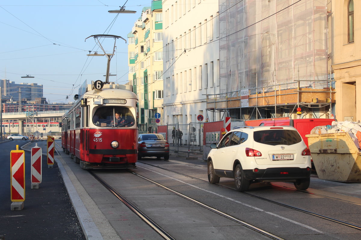 Wien Wiener Linien SL 6 (E1 4515) X, Favoriten, Absberggasse am 19. Oktober 2017.