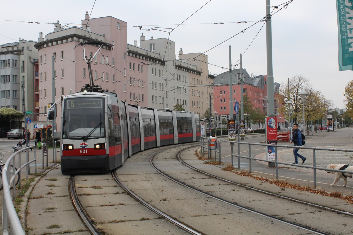 Wien Wiener Linien SL 6 (B 631) Svetelskystraße / Etrichstraße am 12. Oktober 2015.