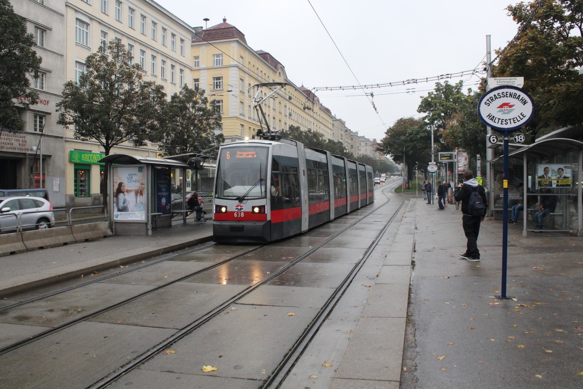 Wien Wiener Linien SL 6 (B 638) Hst. Margaretengürtel / Arbeitergasse am 15. Oktober 2015.