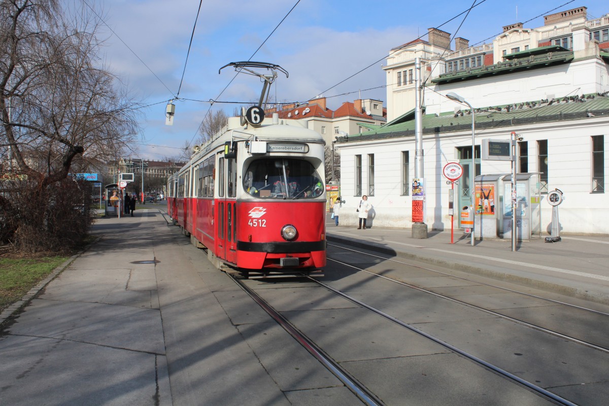 Wien Wiener Linien SL 6 (E1 4512) U Margaretengürtel am 16. Februar 2016.