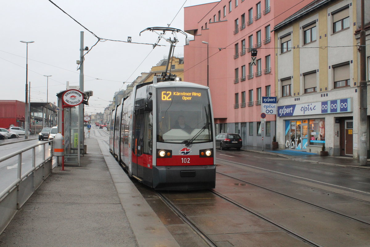Wien Wiener Linien SL 62 (A1 102) Meidling (12. (XII) Bezirk), Eichenstraße / Dörfelstraße (Hst. Dörfelstraße) am 18. Februar 2016.