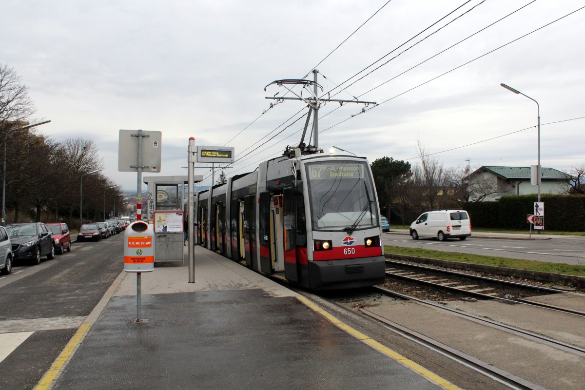 Wien Wiener Linien SL 67 (B 650) Neilreichgasse (Hst. Sahulkastraße) am 15. Februar 2016.