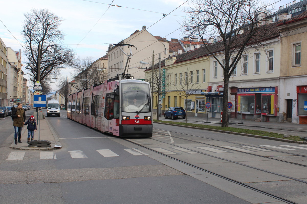 Wien Wiener Linien SL 67 (B1 736) Favoriten (10. (X) Bezirk), Favoritenstraße / Schleiergasse (Hst. Schleiergasse) am 16. Februar 2016.