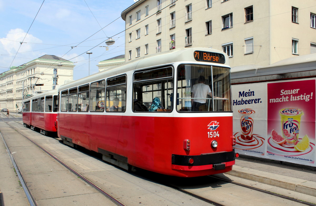Wien Wiener Linien SL 71 (c5 1504 + E2) Landstraße (3. (III) Bezirk), Rennweg / Landstraßer Hauptstraße (Hst. St. Marx) am 27. Juli 2016.
