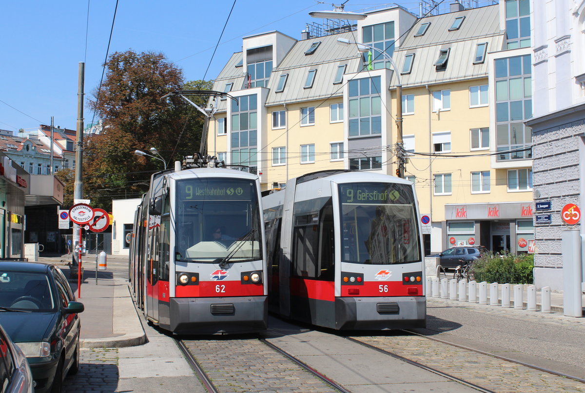 Wien Wiener Linien SL 9 (A1 62 / A1 56) XVIII, Währing, Weinhaus, Simonygasse / Gentzgasse / S-Bahnhof Gersthof am 29. Juli 2018.
