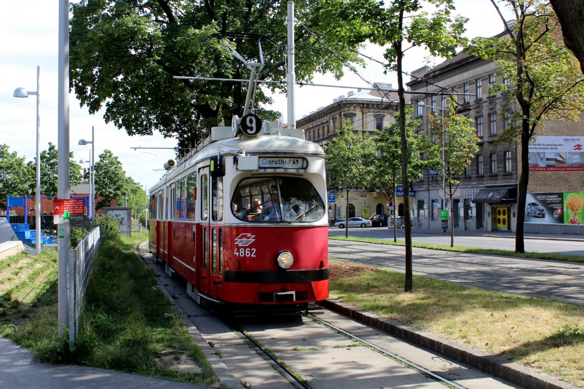 Wien Wiener Linien SL 9 (E1 4862) Neubaugürtel / Märzgasse / Urban-Loritz-Platz am 8. Juli 2014.