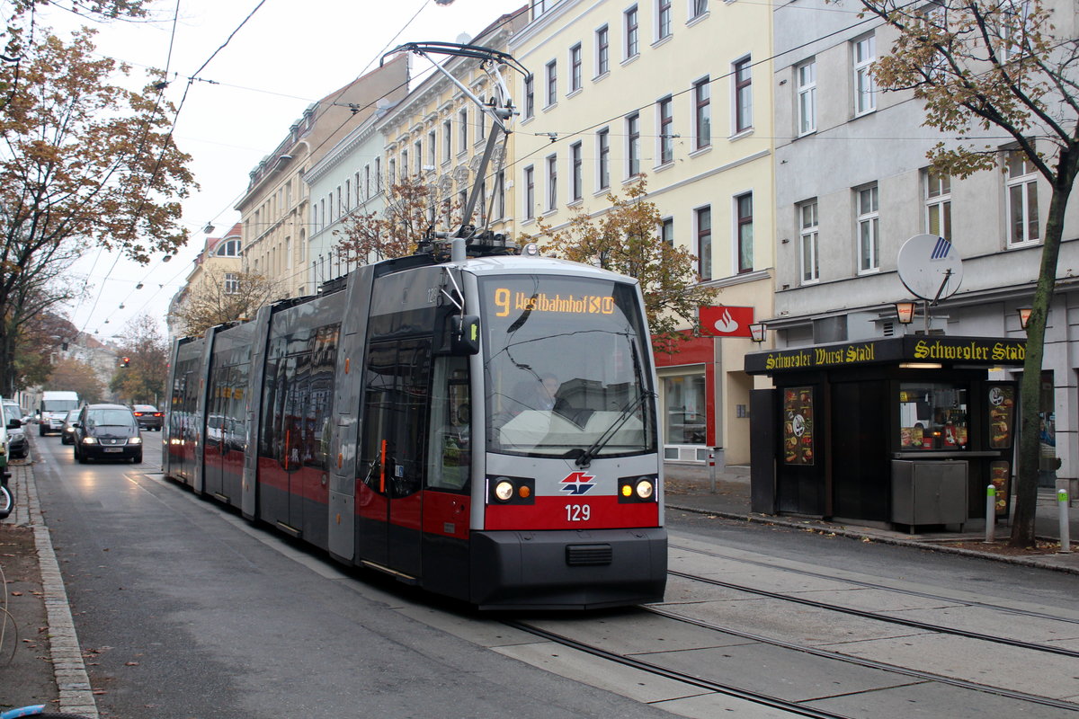 Wien Wiener Linien SL 9 (A1 129) XV, Rudolfsheim-Fünfhaus, Schweglerstraße / Märzstraße am 19. Oktober 2016.