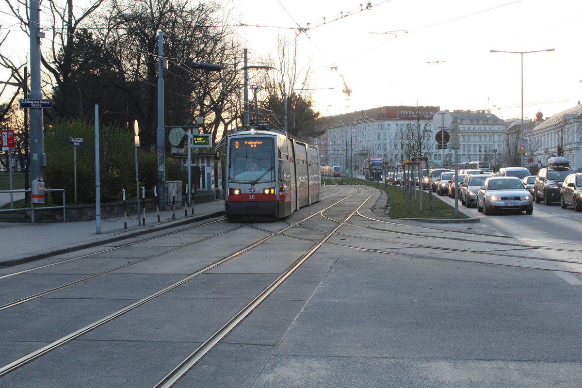 Wien Wiener Linien SL O (A 20) Landstraße, Landstraßer Gürtel / Fasangasse am 21. März 2016.