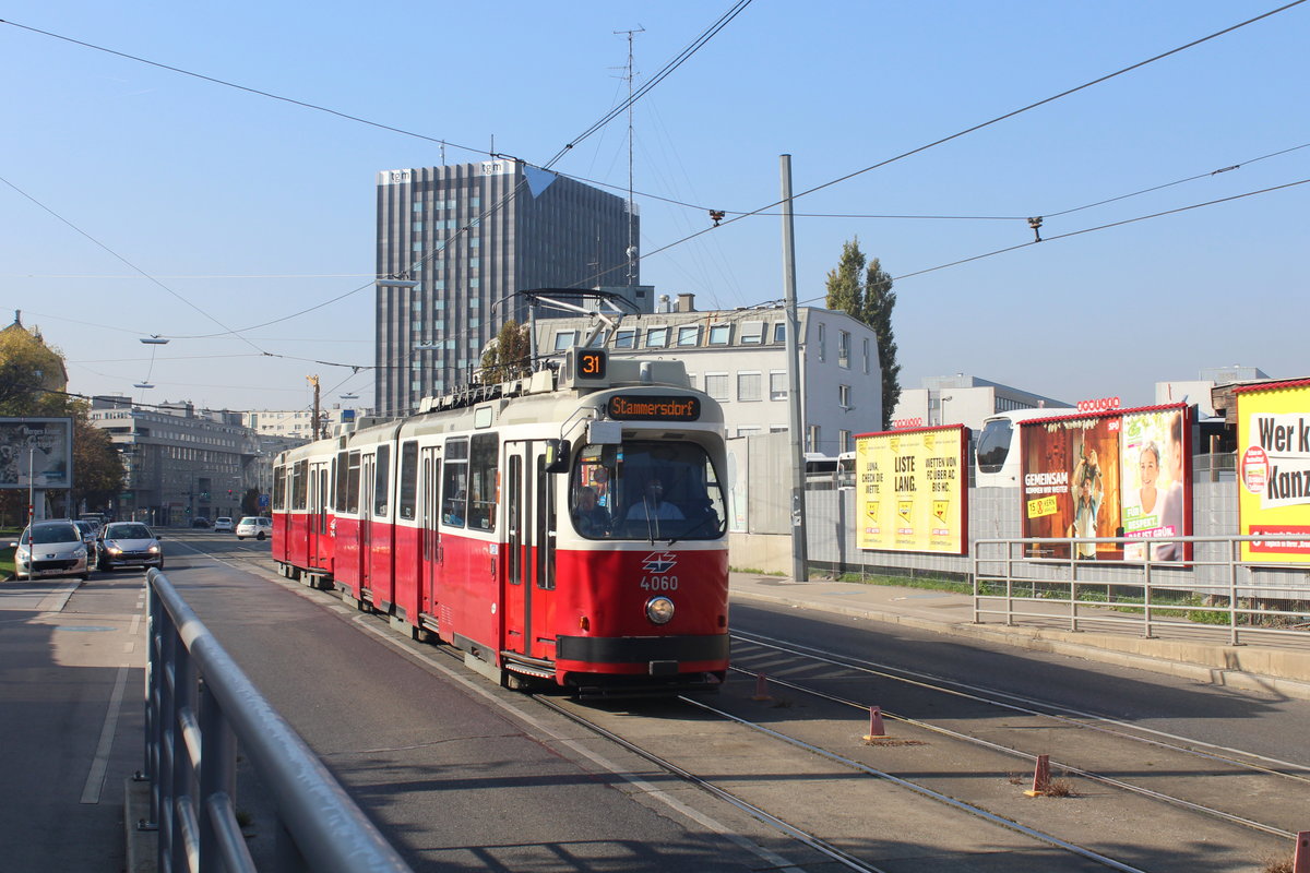 Wien Wiener Linien SL31 (E2 4060 + c5 1460) XX, Brigittenau, Stromstraße am 17. Oktober 2017.