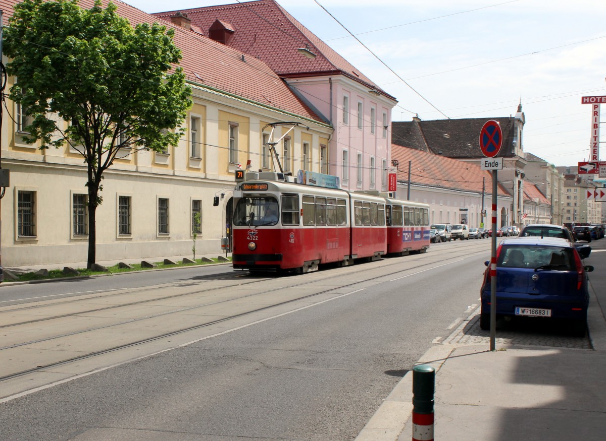 Wien WL SL 71 (E2 4322 + c5 1494) Rennweg am 1. Mai 2015.