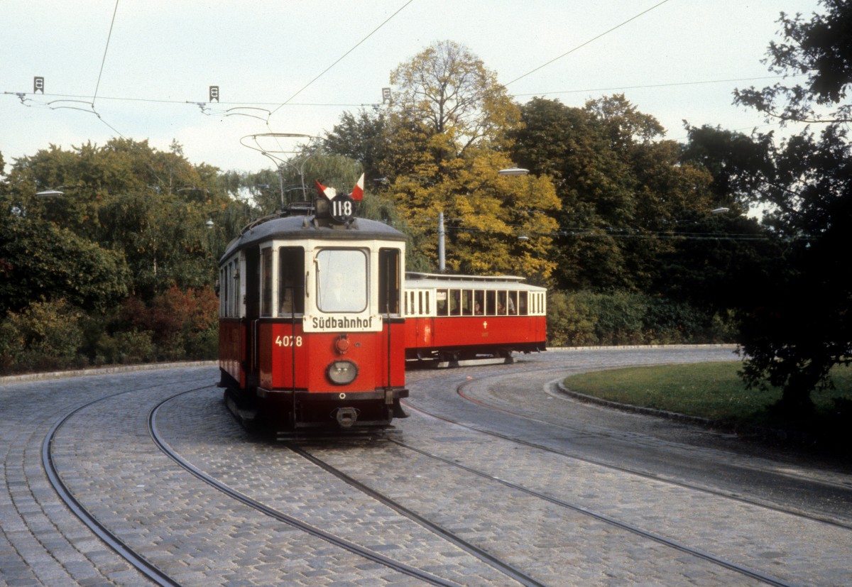 Wien WTM 4078 Sdbahnhof am 14. Oktober 1979 anlsslich einer Sonderfahrt fr sterreichische und dnische Strassenbahnfreunde.