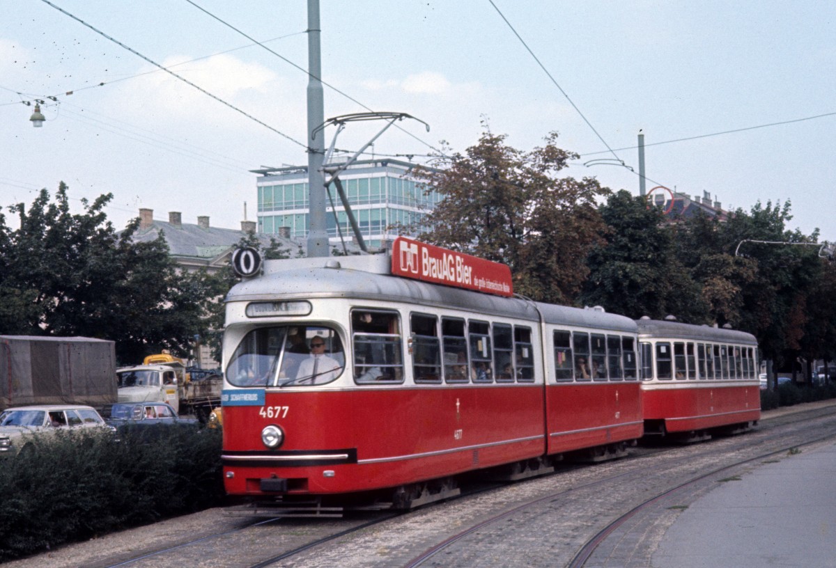 Wien WVB SL O (E1 4677) Landstrasser Gürtel / Prinz-Eugen-Strasse im August 1969. 