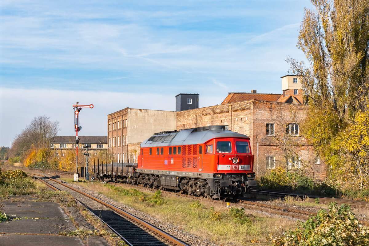 Wirklich anstrengen musste sich 233 288 am 30.10.2021, als sie mit ihrem EZK 92236 Könitz - Halle Gbf die Fotografenschar im Zeitzer Pbf passierte. 