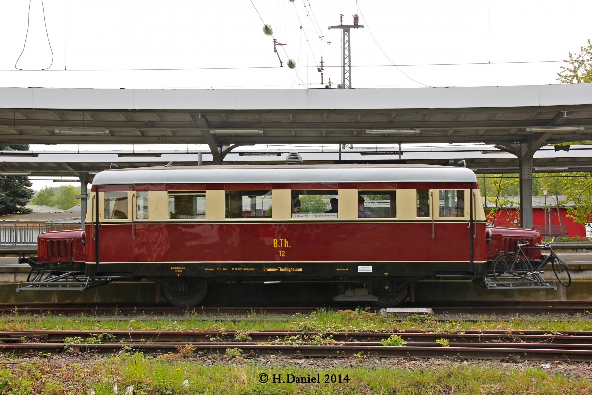Wismarer Schienenbus (Schweineschnäuzchen) T2 am 22.04.2014 in Bochum Dahlhausen.