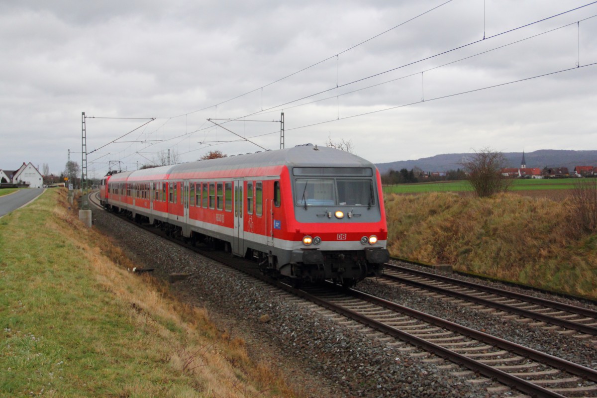 Wittenberger Steuerwagen einer RB bei Staffelstein am 09.01.2015.