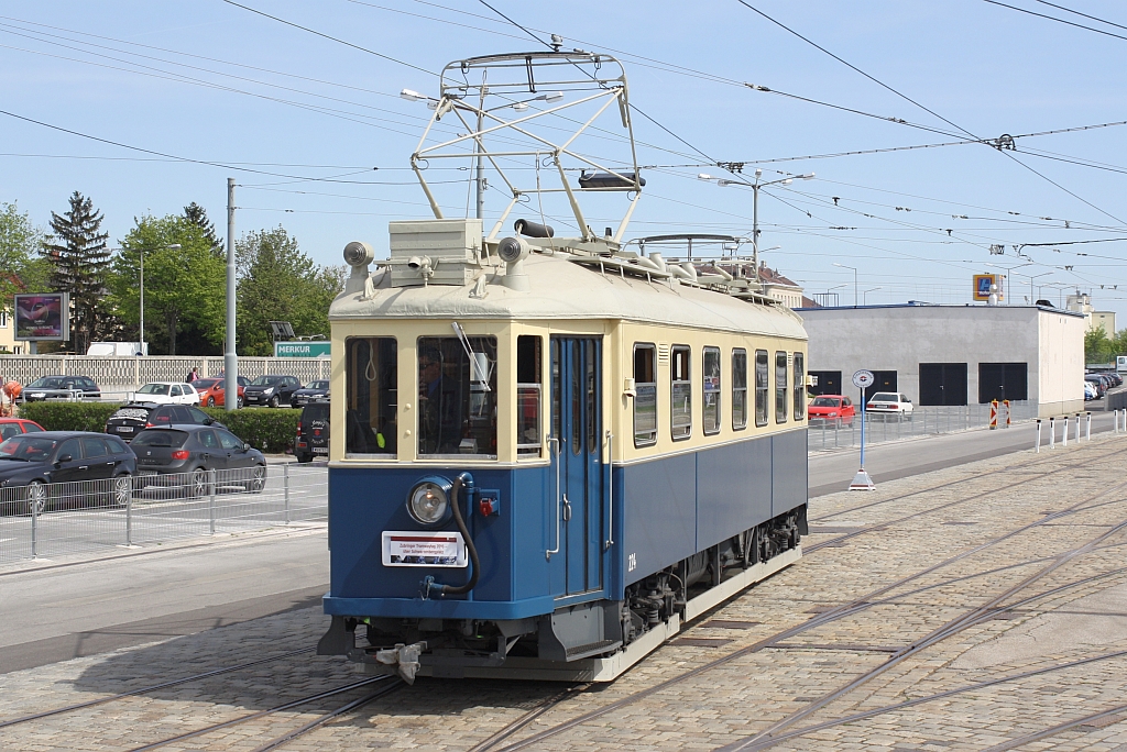 WLB 224 am 25.April 2015 beim Wiener Tramwaytag in der Hauptwerkstätte der Wiener Linien.