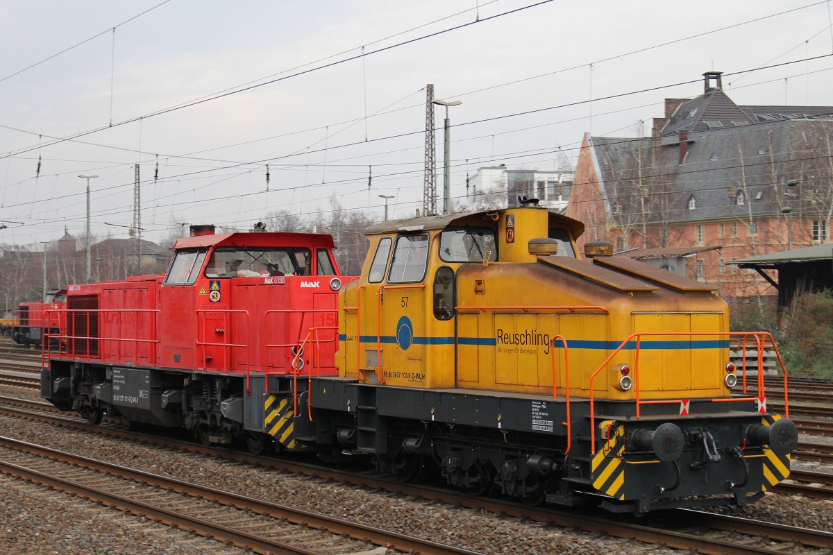 WLH Lok 57 (607 103) am 7.3.14 in Düsseldorf-Rath.
