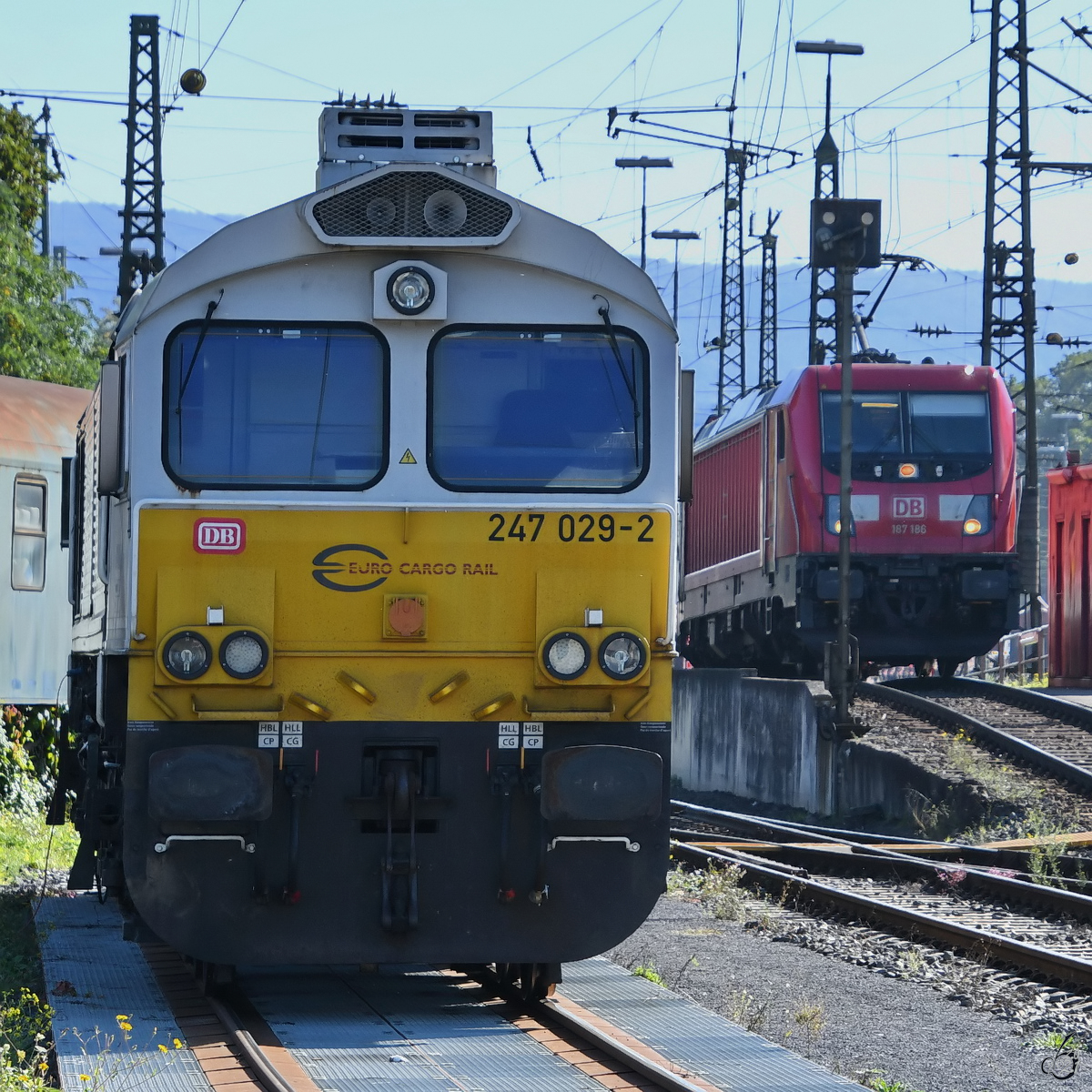 Wochenendruhe für 247 029-2, so gesehen Anfang September 2021 in Koblenz-Lützel.