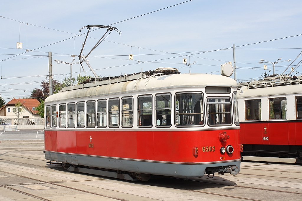 WStW-VB TH 6503 am 25.April 2015 bei Wiener Tramwaytag in Hauptwerkstätte der Wiener Linien.