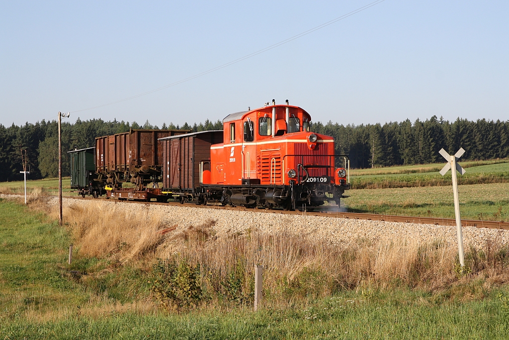 WSV 2091.02 anlässlich des vom WSV veranstalteten 2 tägigen  Güterzugfestival im Wald4tel  am 10.September 2023 beim Km 11,05 der Strecke Alt Nagelberg - Heidenreichstein.