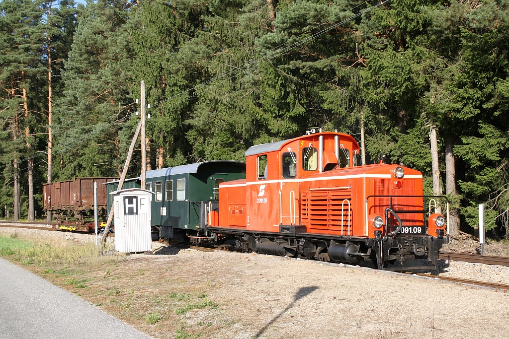 WSV 2091.09 anlässlich des vom WSV veranstalteten 2 tägigen  Güterzugfestival im Wald4tel  am 09.September 2023 in der Haltestelle Altnagelberg ERGO.