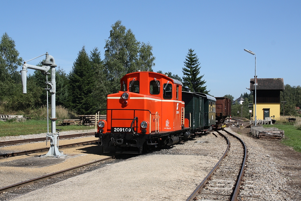 WSV 2091.09 anlässlich des vom WSV veranstalteten 2 tägigen  Güterzugfestival im Wald4tel  am 09.September 2023 beim Wasserkran in Alt Nagelberg.