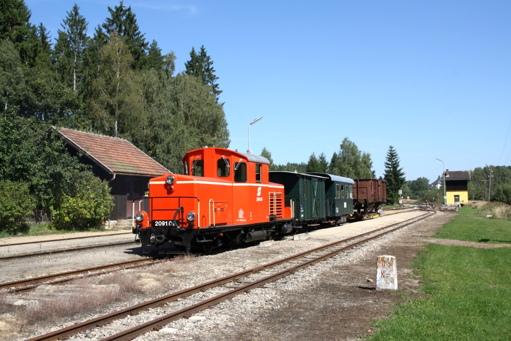 WSV 2091.09 anlässlich des vom WSV veranstalteten 2 tägigen  Güterzugfestival im Wald4tel  am 09.September 2023 im Bhf. Alt Nagelberg beim Km 0,0 der Strecke Alt Nagelberg - Heidenreichstein.