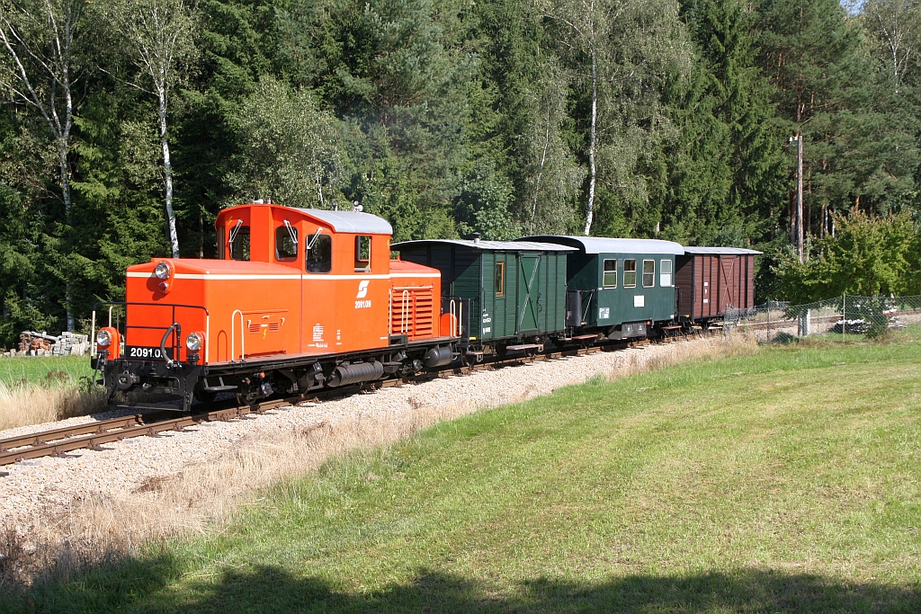 WSV 2091.09 anlässlich des vom WSV veranstalteten 2 tägigen  Güterzugfestival im Wald4tel  am 09.September 2023 beim Km 6,0 der Strecke Alt Nagelberg - Heidenreichstein.
