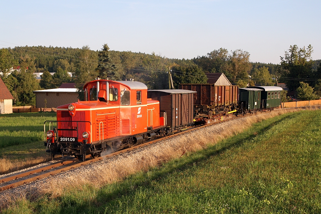 WSV 2091.09 anlässlich des vom WSV veranstalteten 2 tägigen  Güterzugfestival im Wald4tel  am 09.September 2023 beim Km 11,85 der Strecke Alt Nagelberg - Heidenreichstein.
