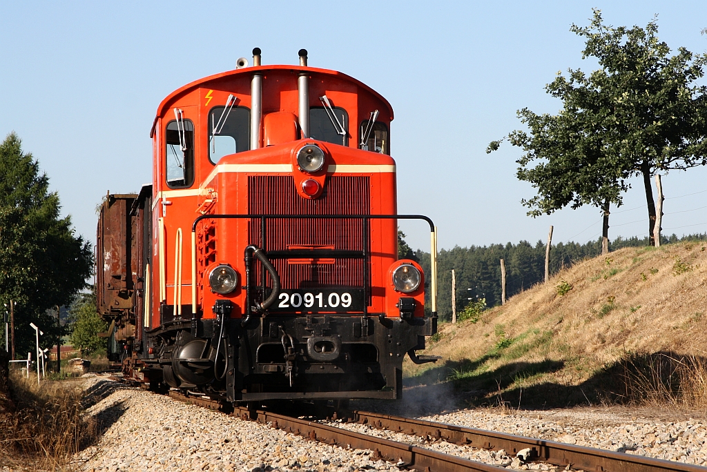 WSV 2091.09 anlässlich des vom WSV veranstalteten 2 tägigen  Güterzugfestival im Wald4tel  am 10.September 2023 beim Km 11,8 der Strecke Alt Nagelberg - Heidenreichstein.