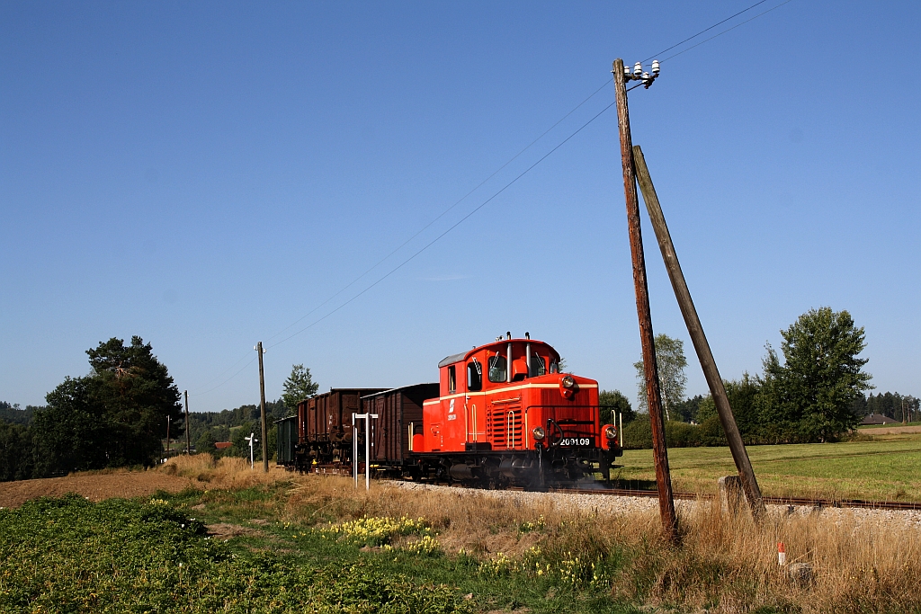 WSV 2091.09 anlässlich des vom WSV veranstalteten 2 tägigen  Güterzugfestival im Wald4tel  am 10.September 2023 beim Km 7,0 der Strecke Alt Nagelberg - Heidenreichstein.