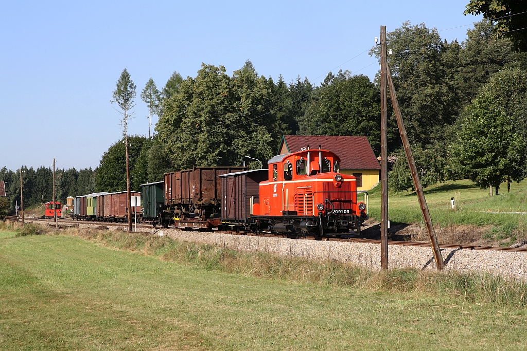 WSV 2091.09 anlässlich des vom WSV veranstalteten 2 tägigen  Güterzugfestival im Wald4tel  am 10.September 2023 in der Haltestelle Aalfang.