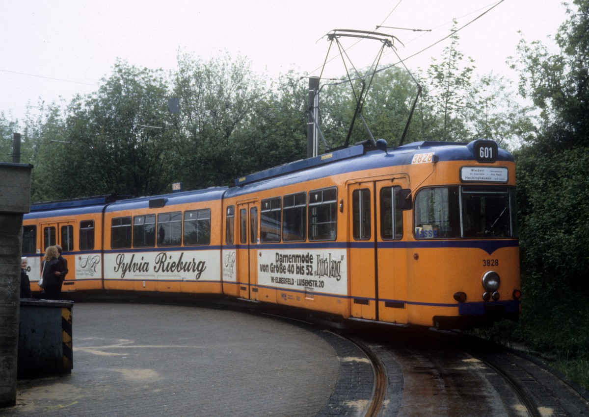 Wuppertal SL 601 (GT8 3828) Wieden im Mai 1987.