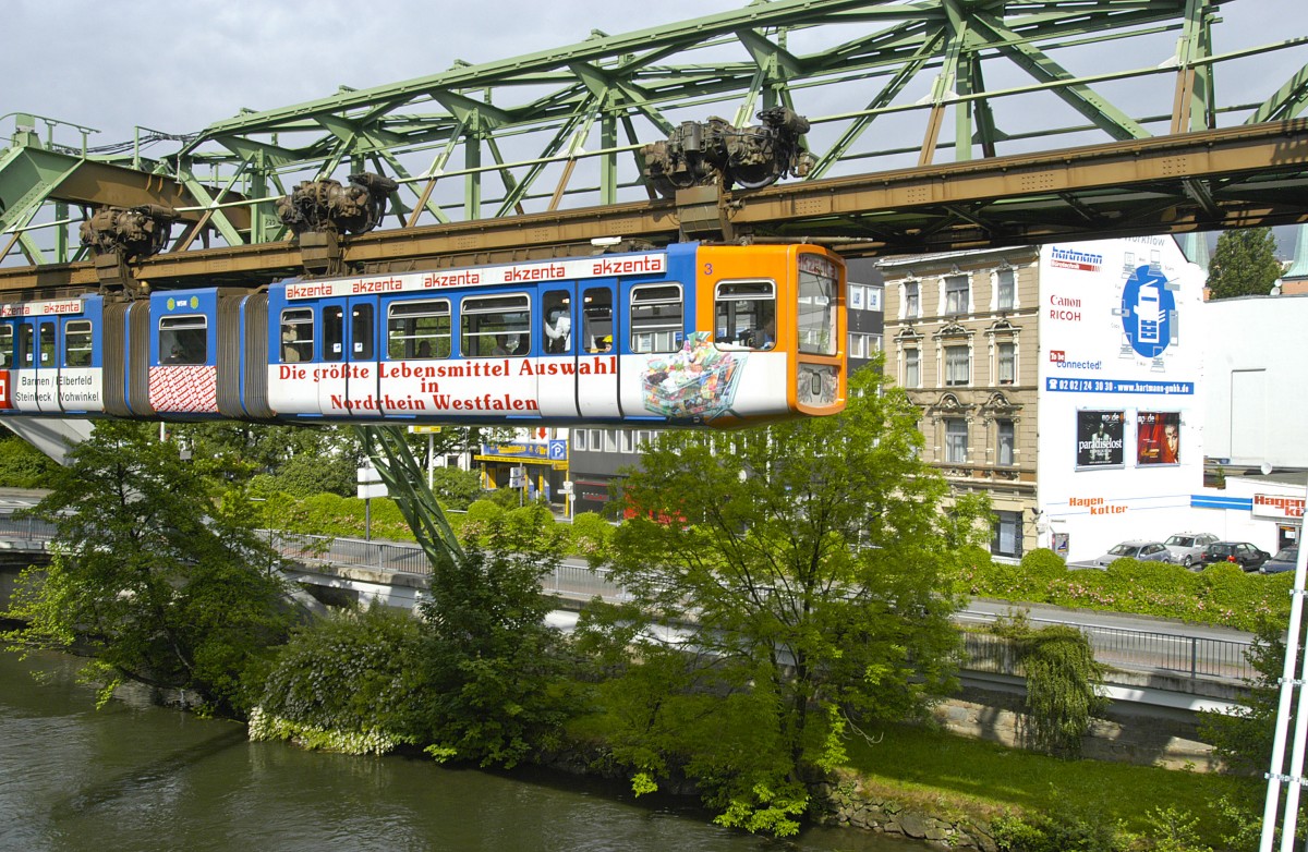 Wuppertaler Schwebebahn, Wagen 3 - Aufnahme: 19. Mai 2007.