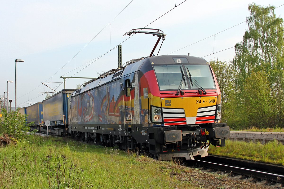 X4 E-640 der MRCE bei der Durchfahrt in Baunatal Guntershausen von Kassel kommend in Richtung Bebra. 03.05.2017