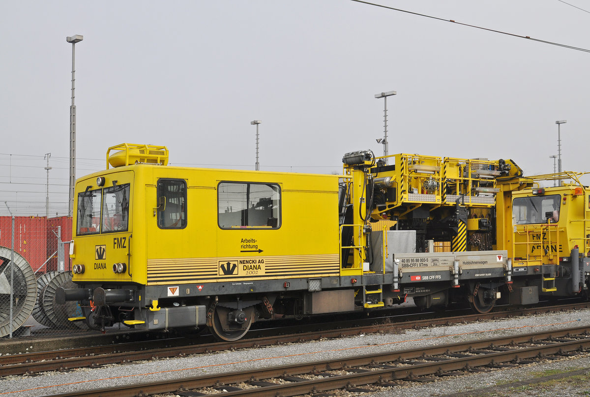 XTms 85 95 88 003-5 ist beim Güterbahnhof Muttenz abgestellt. Die Aufnahme stammt vom 12.12.2016.