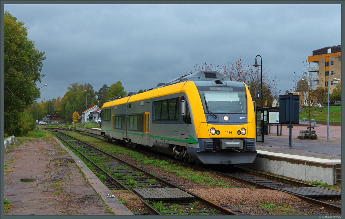 Y31 1414 steht am 30.09.2021 im Bahnhof Torsby, Endpunkt der Fryksdalsbanan.