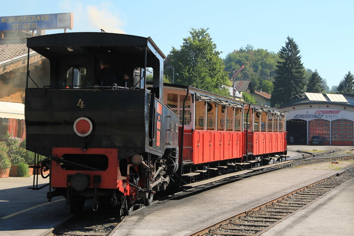 Zahnradlok Nr 4 “Hannah” der Achenseebahn auf Bahnhof Jenbach am 2-8-2013.