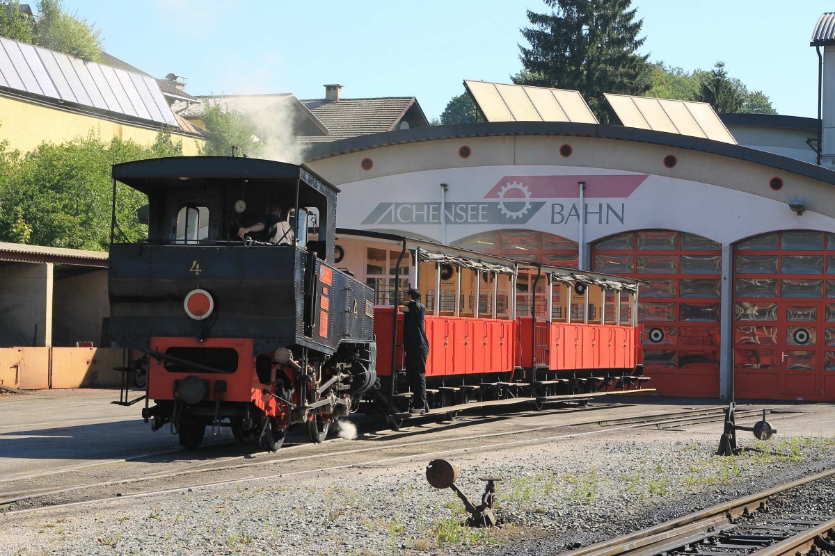 Zahnradlok Nr 4 “Hannah” der Achenseebahn auf Bahnhof Jenbach am 2-8-2013.