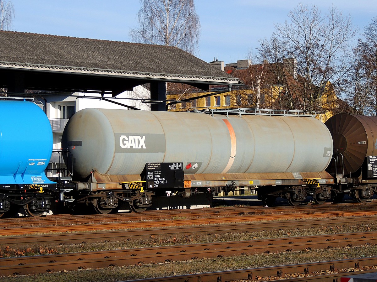 Zas 3380(G-GATXD)7956596-0; wartet entleert am Bhf. Ried auf den Abtransport mit Gz 75855;141212