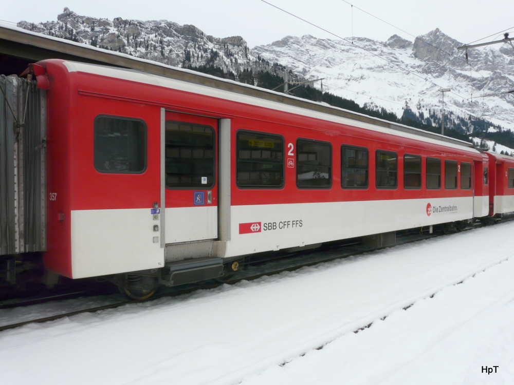 ZB - Personenwagen mit Gepäck/Fahrradabteil BD 357 in Engelberg am 03.01.2014