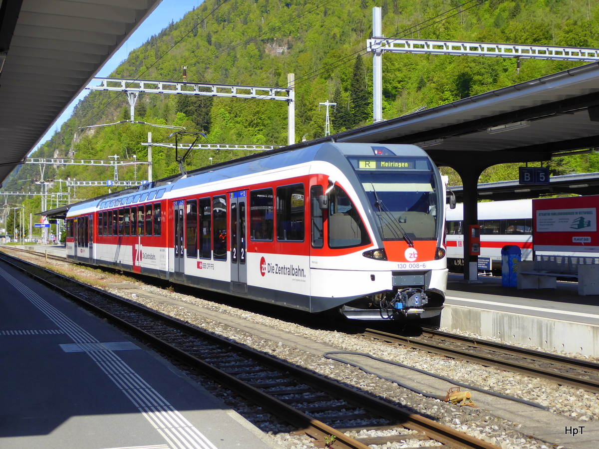 zb - Triebzug ABe 130 008-6 im Bahnhof Interlaken Ost am 06.05.2016