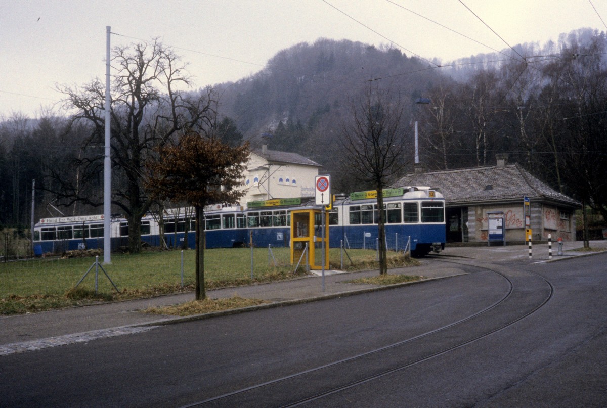 Zürich VBZ Tram 13 (SWS/BBC/SAAS-Be 4/6 1641) Albisgütli im Februar 1994.